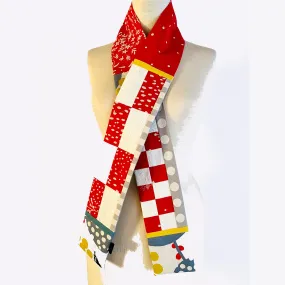 Juanita Girardin Scarf, Abstract, Double-Sided, Red Elements