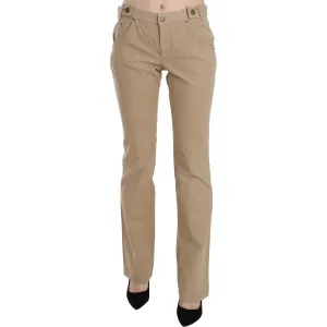 Just Cavalli Beige Mid Waist Straight Leg Pants