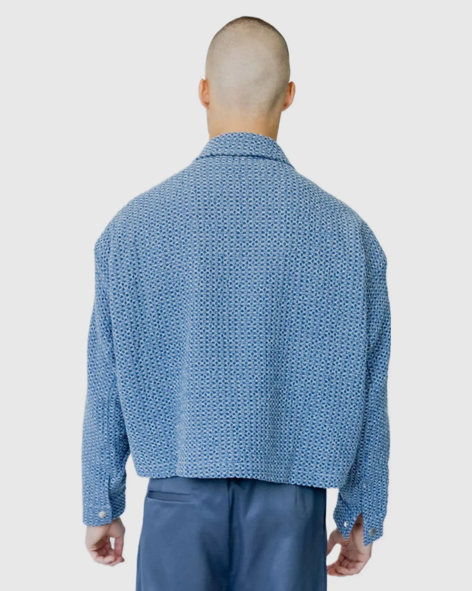 Justin Cassin Yannick Cropped Jacket in Blue Color