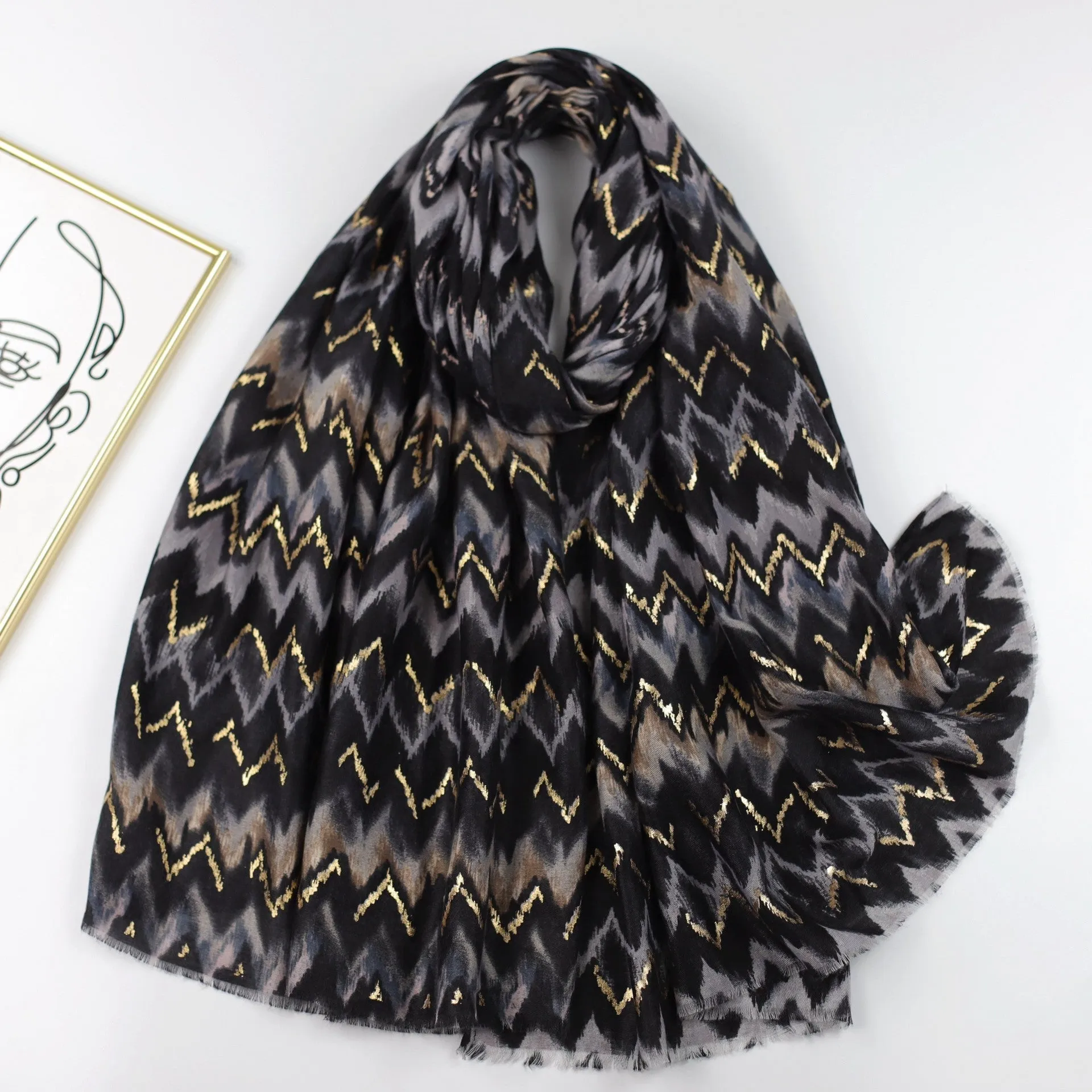 JY230603 hot stamping Wavy grain printed scarf