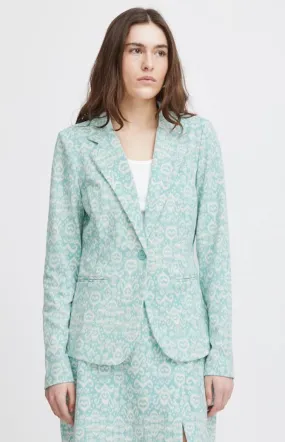 Kate Print Blazer - Nile Blue