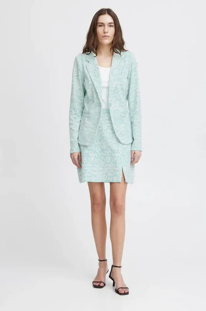 Kate Print Blazer - Nile Blue