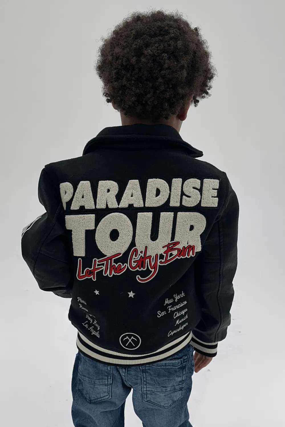 Kids Paradise Tour Varsity Jacket (Black)