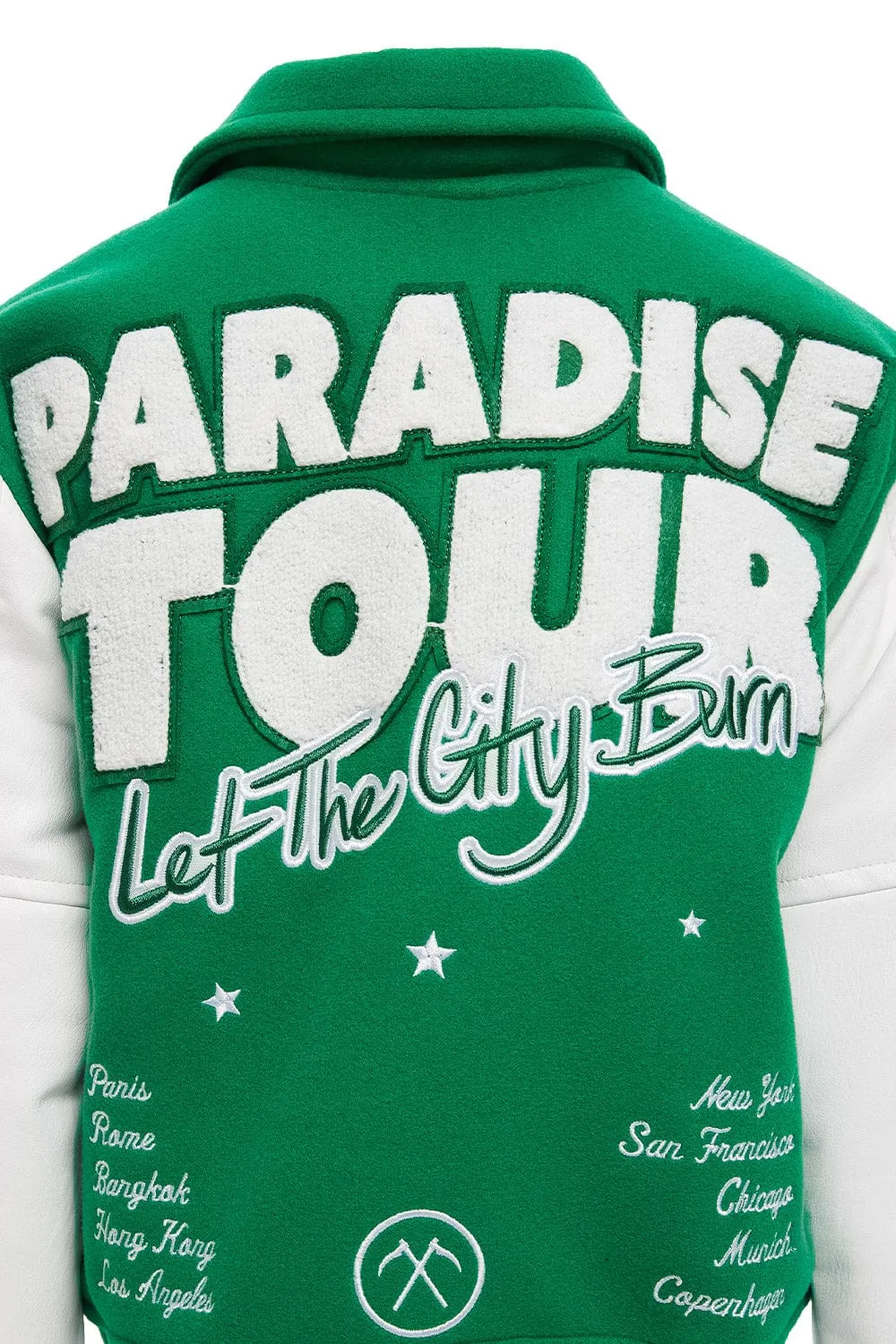 Kids Paradise Tour Varsity Jacket (Green)