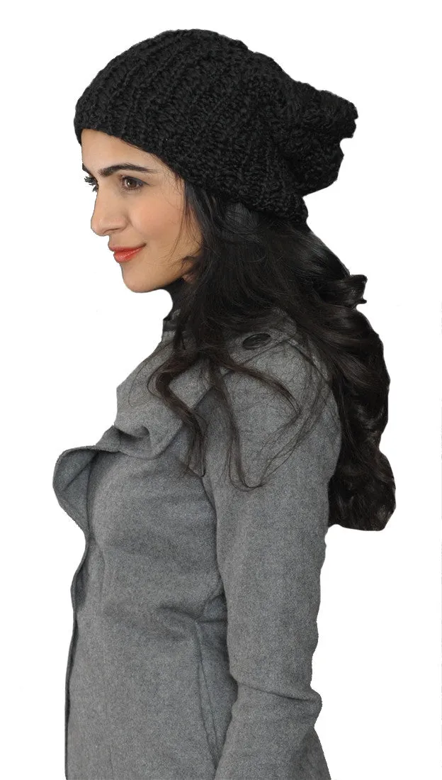 La Fine Head Wear Knit Beanie in Black