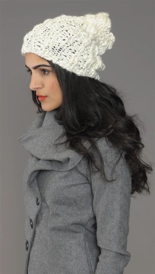 La Fine Head Wear Knit Beanie in Ivory