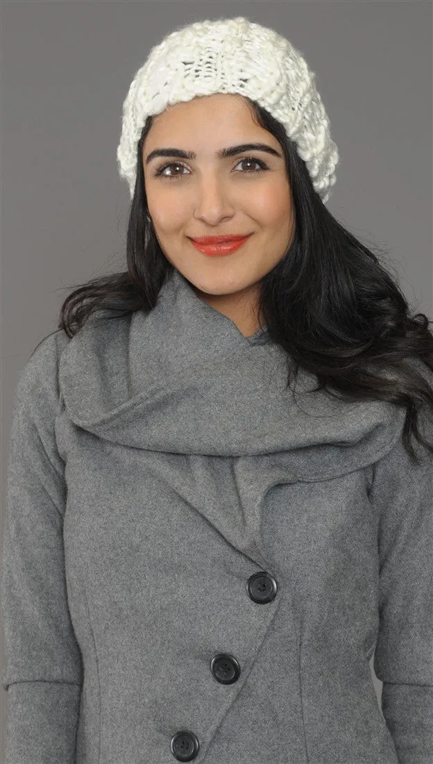 La Fine Head Wear Knit Beanie in Ivory