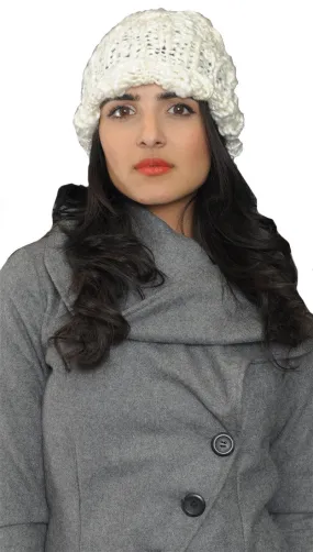 La Fine Head Wear Knit Beanie in Ivory