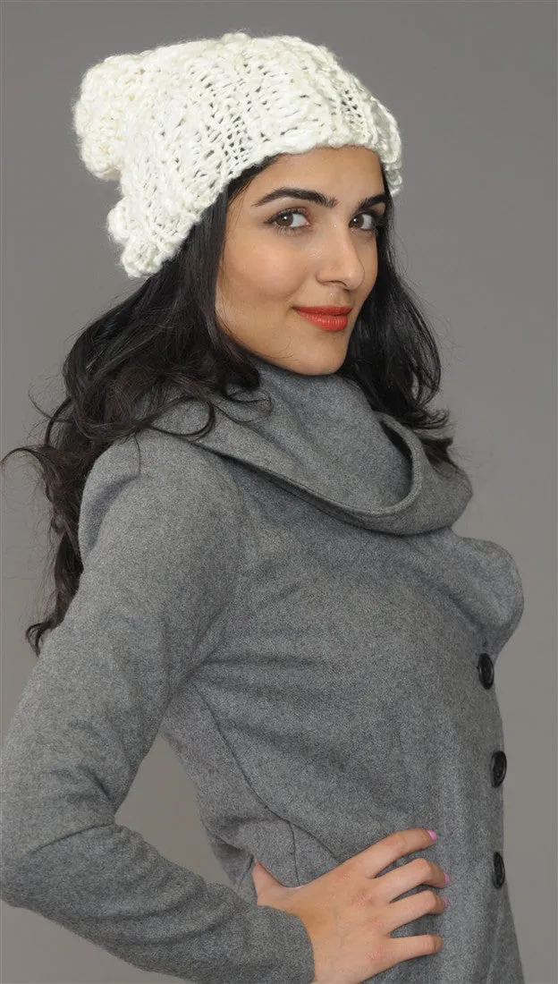 La Fine Head Wear Knit Beanie in Ivory