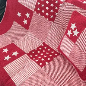 Lachlan Cotton Quilted Patchwork Throw Rug in Red