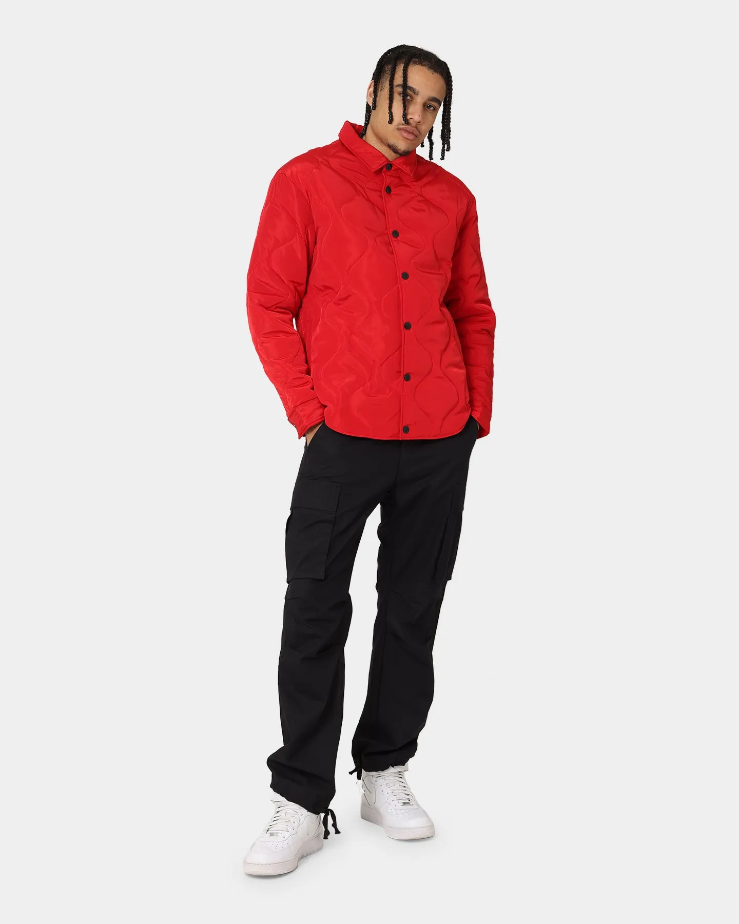 Last Kings Quilted Long Sleeve Overshirt Red