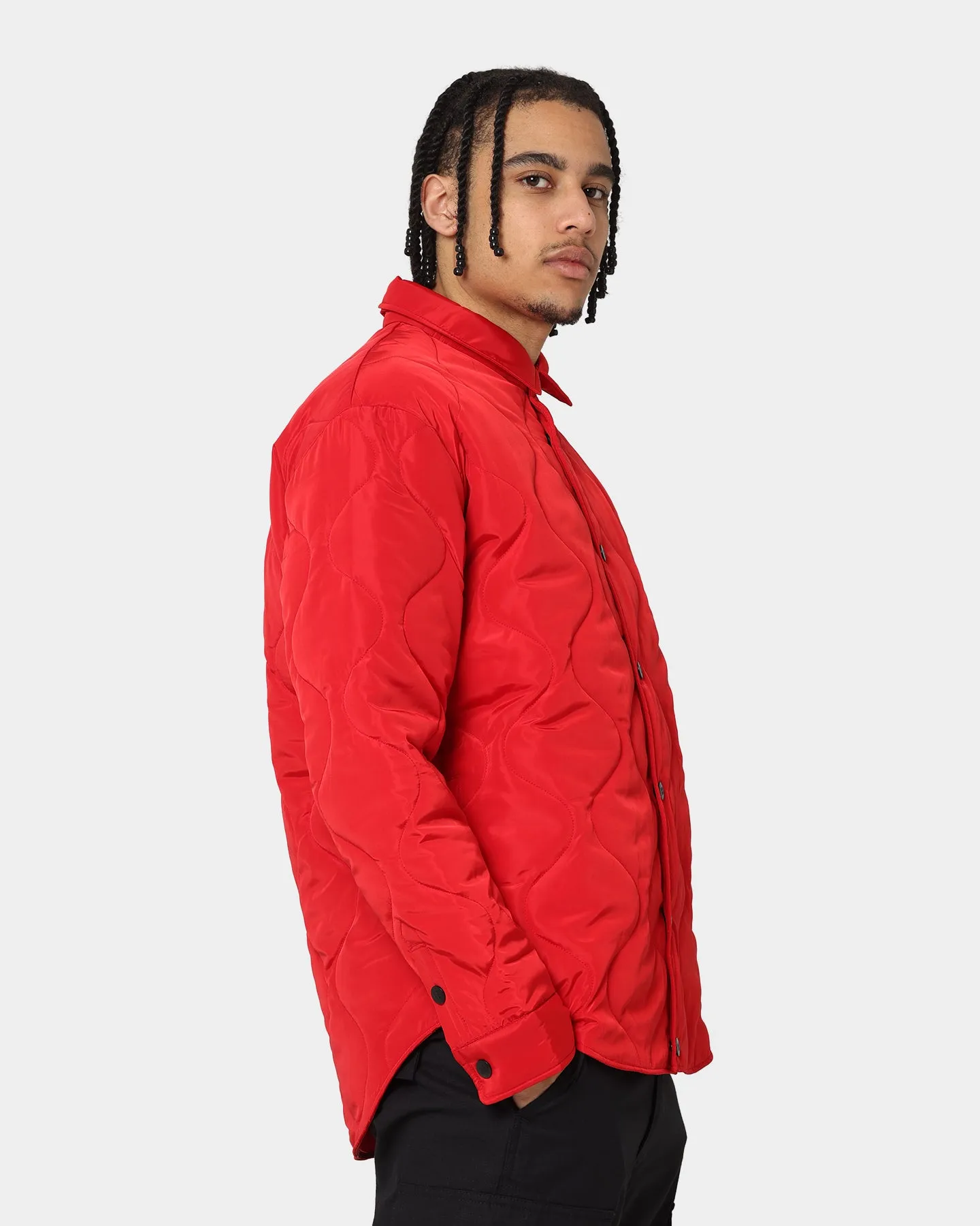 Last Kings Quilted Long Sleeve Overshirt Red