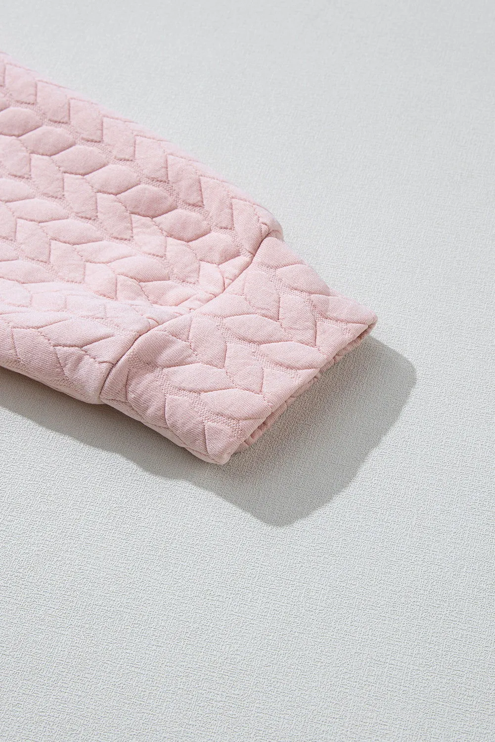 Light Pink Quilted Puff Sleeve Sweatshirt