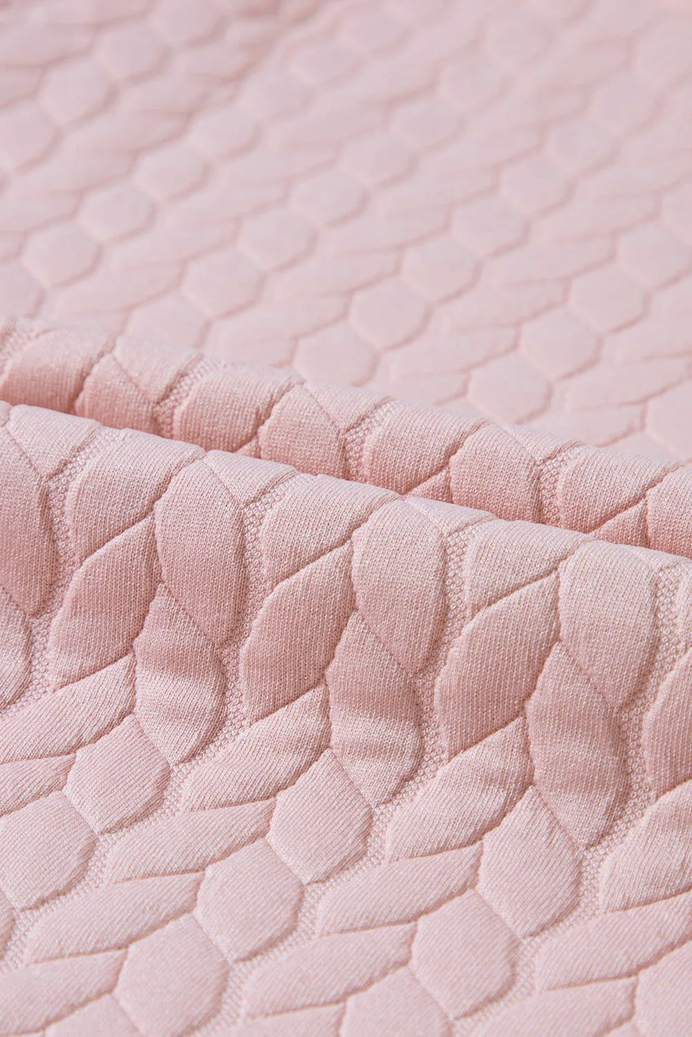 Light Pink Quilted Puff Sleeve Sweatshirt