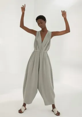 Linen Jumpsuit, Silver Blue