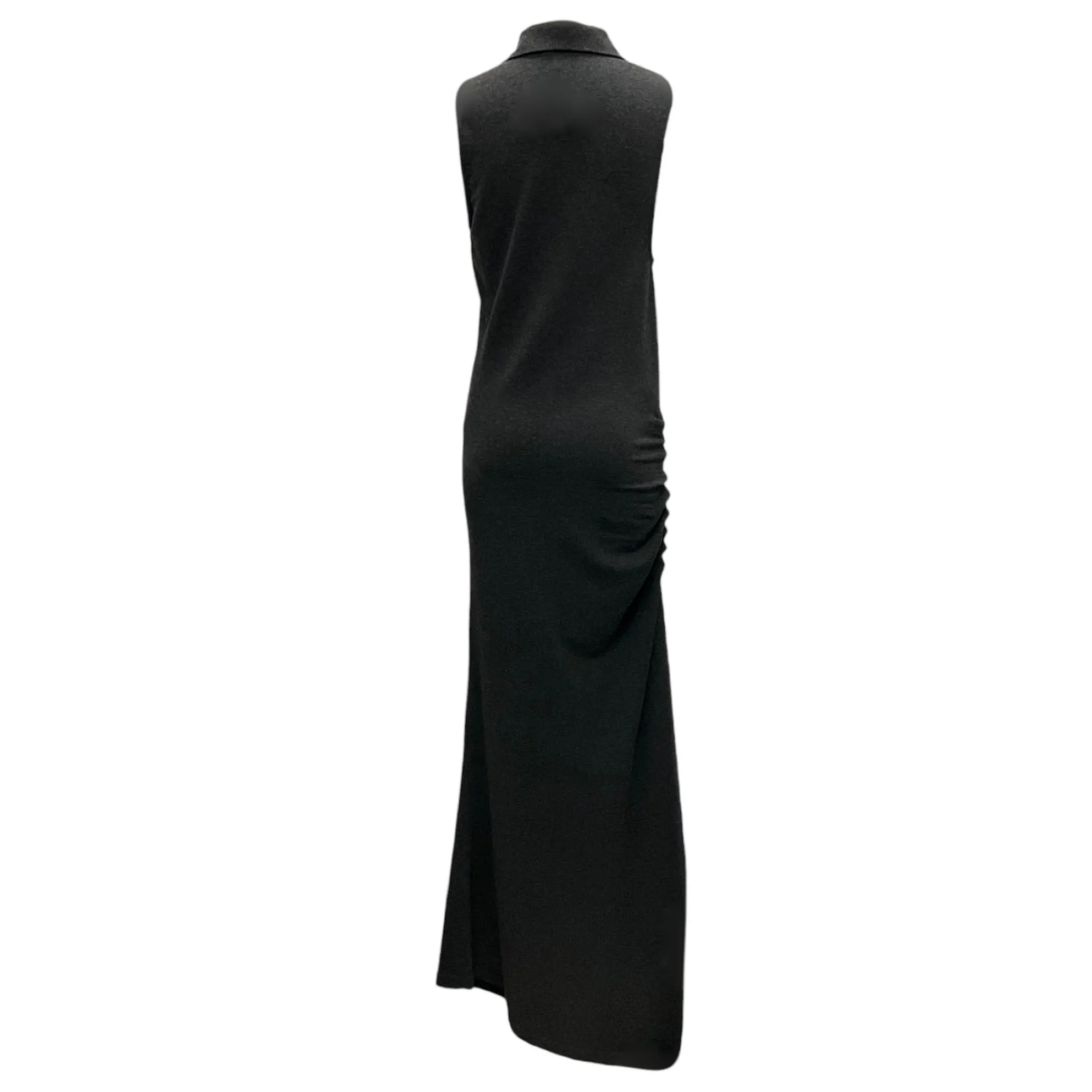 Loewe Charcoal Viscose and Cashmere Jersey Long Polo Dress