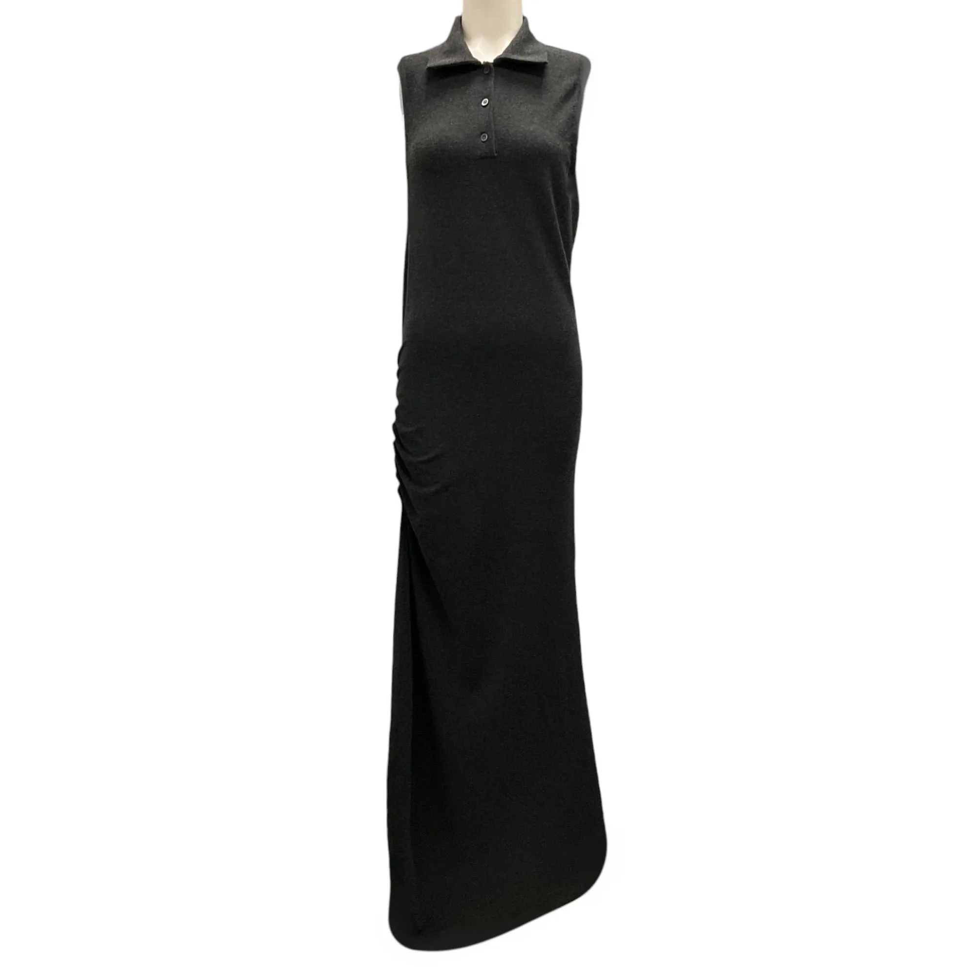 Loewe Charcoal Viscose and Cashmere Jersey Long Polo Dress