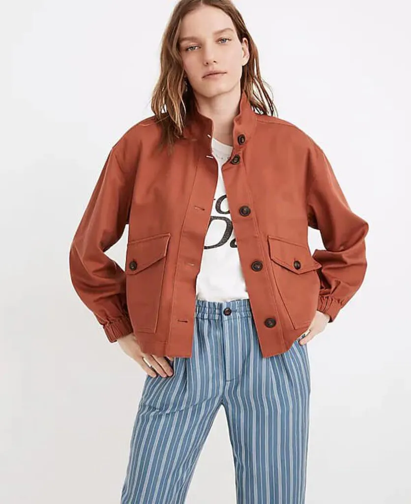 Madewell Bayview Balloon Sleeve Jacket in Weathered Brick - Size Small