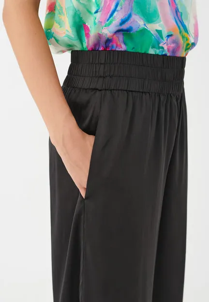 Margo Black Silk Wide Leg Pants