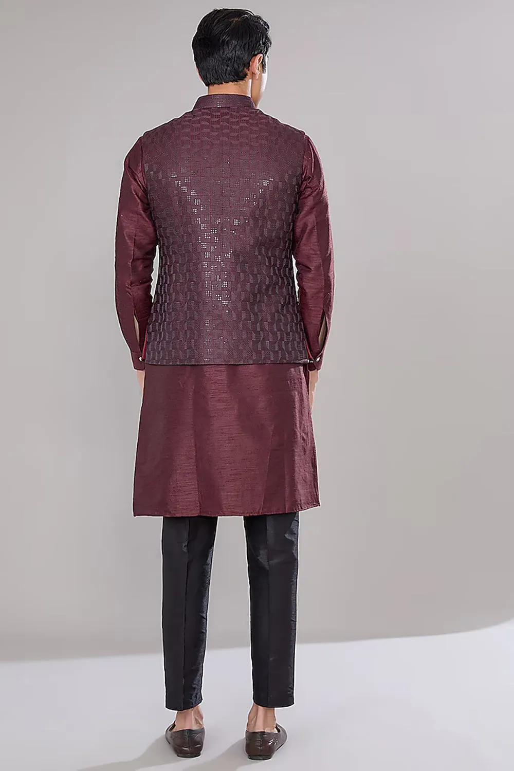 Maroon Embroidered Kurta Set