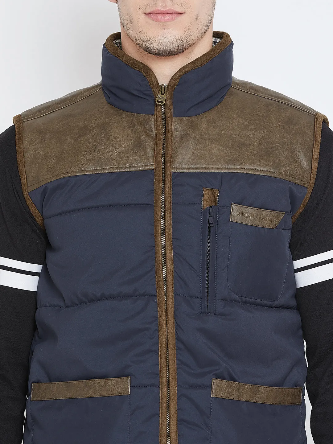 Men Casual Blue Padded Jacket