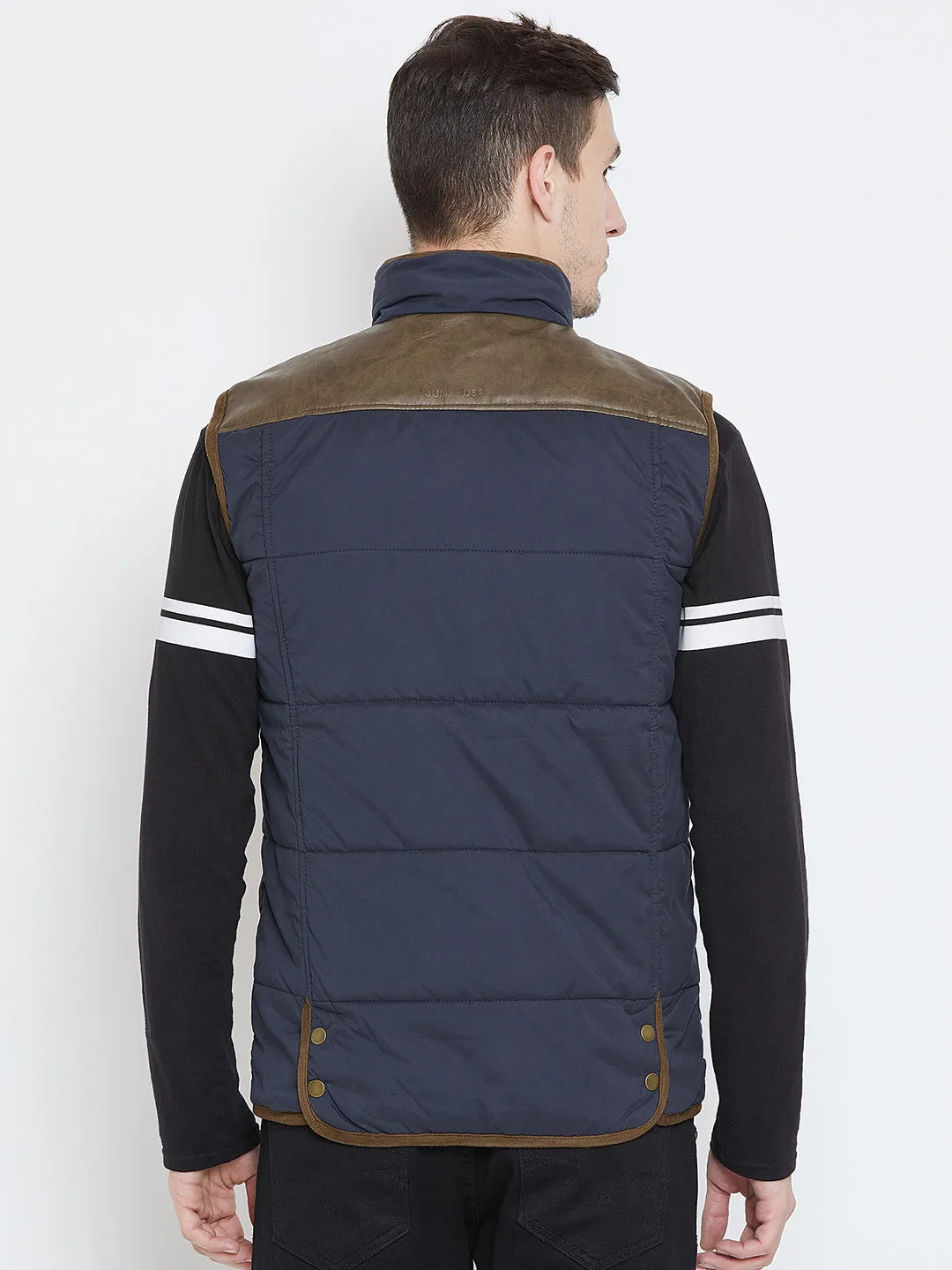 Men Casual Blue Padded Jacket