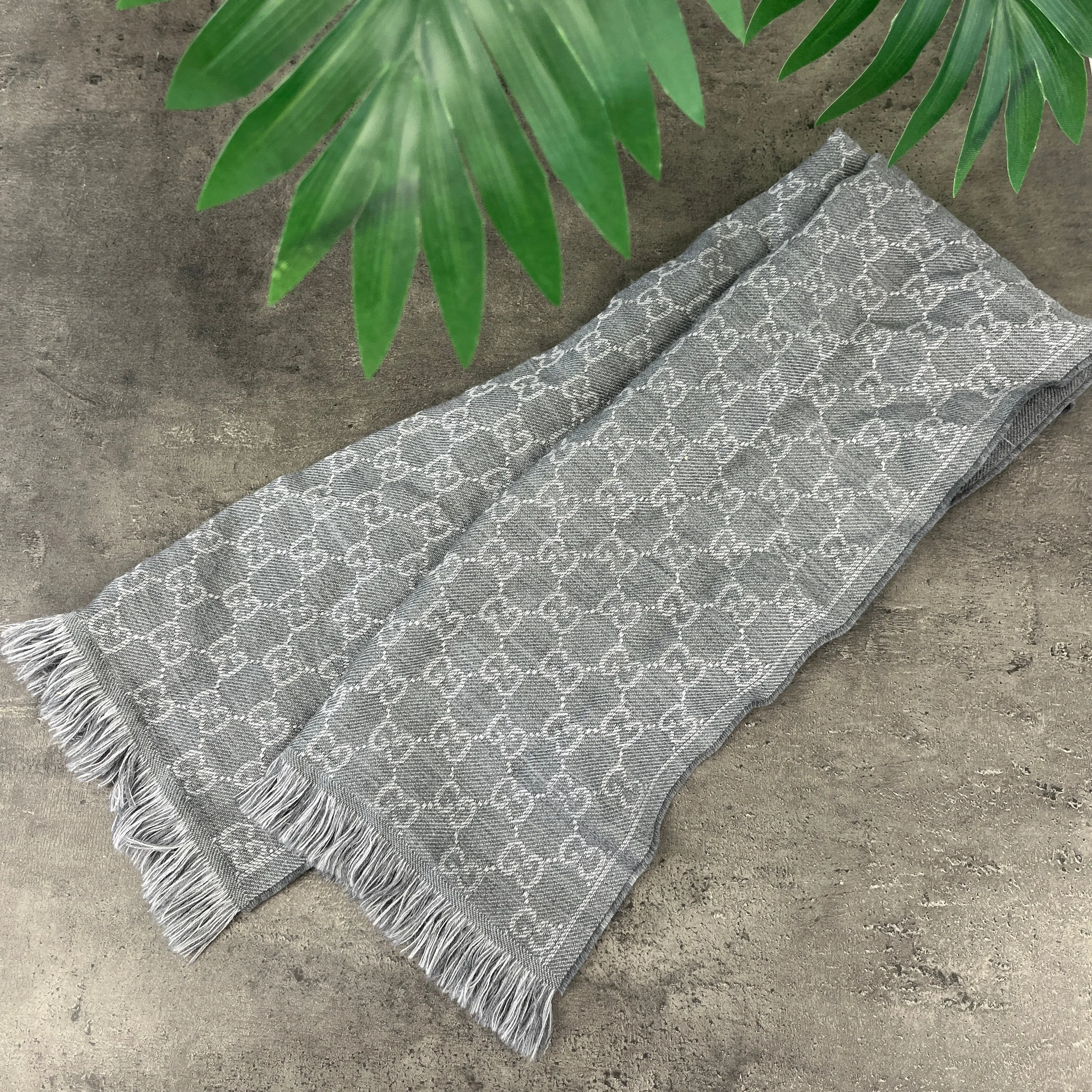 Men's Gg Jacquard Scarf Grey