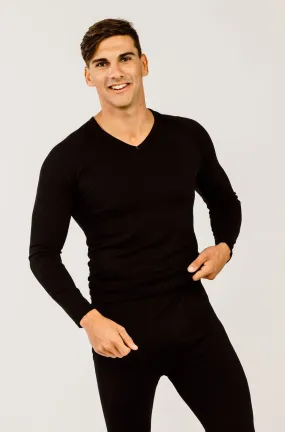 Mens Merino Wool Long-Sleeved V-Neck