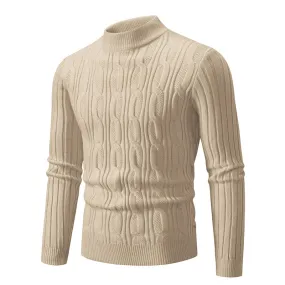 Mens Solid Colour O-Neck Knitted Slim Fit Sweater