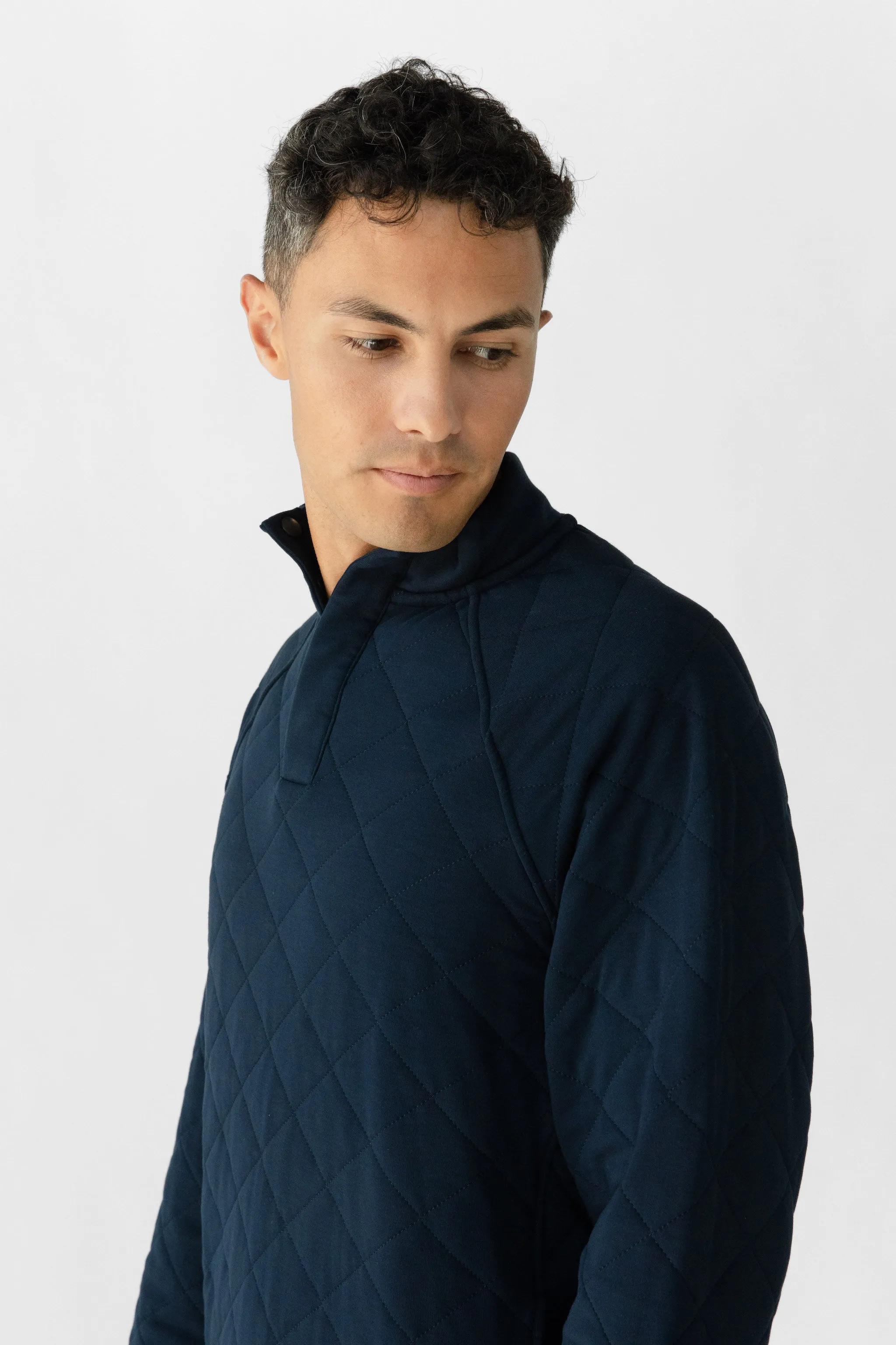 Men's Ultra-Soft Bamboo Quilted Snap Pullover