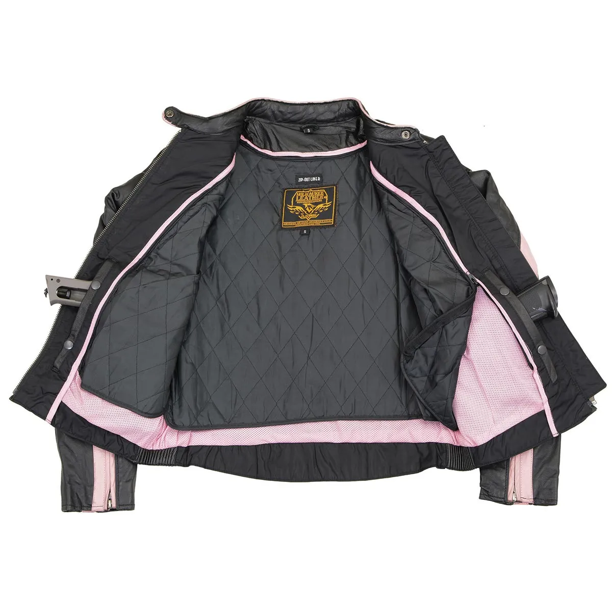 Milwaukee Leather ML1952 Women's Black and Pink Embroidered and Stud