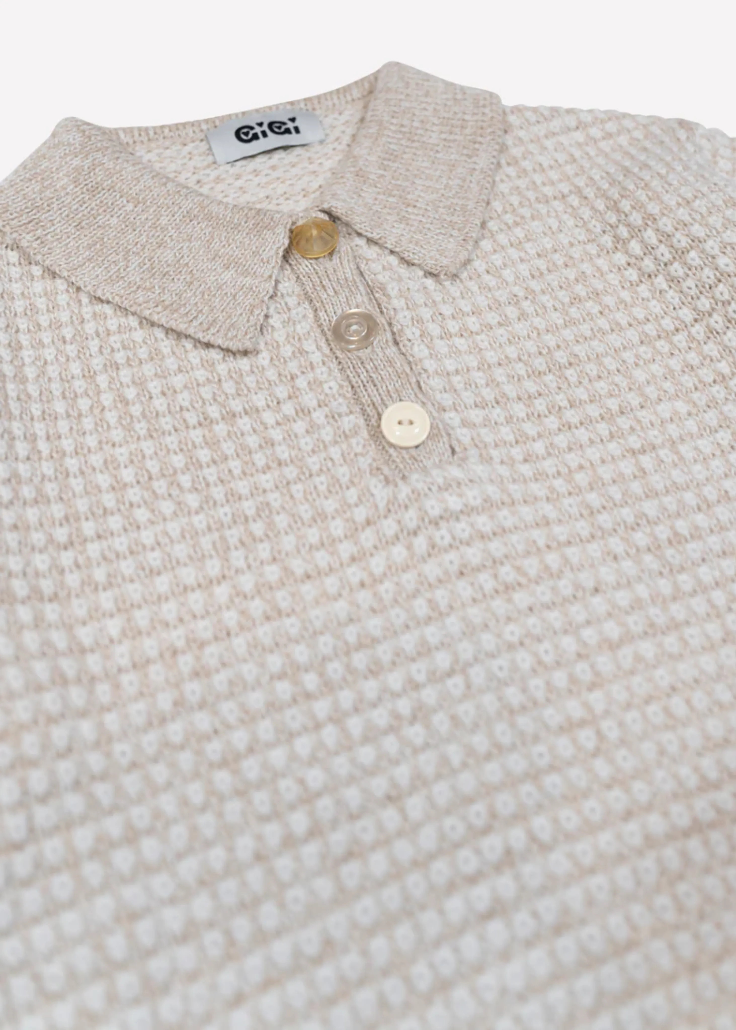 Mismatch polo sweater, beige & ivory