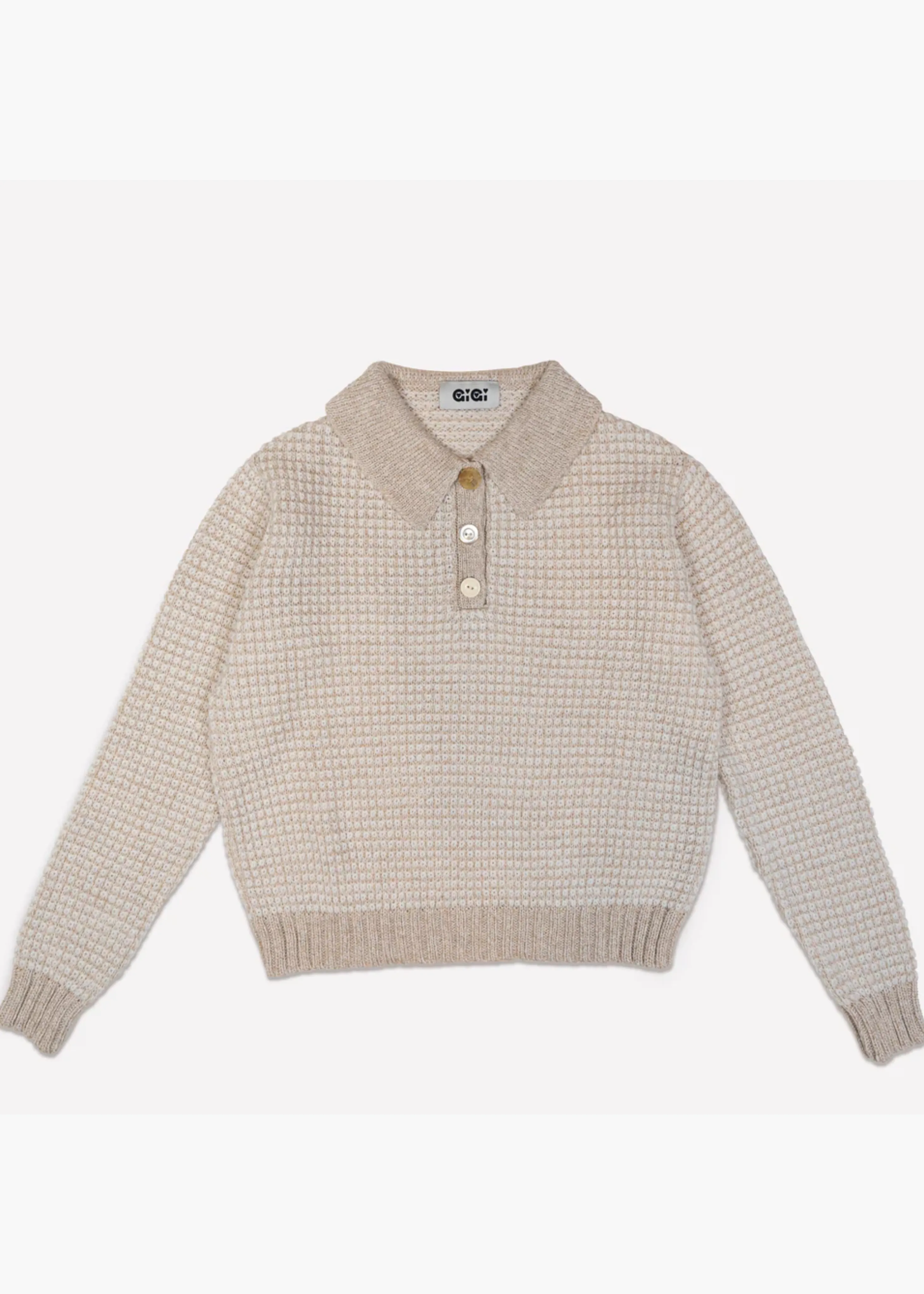 Mismatch polo sweater, beige & ivory