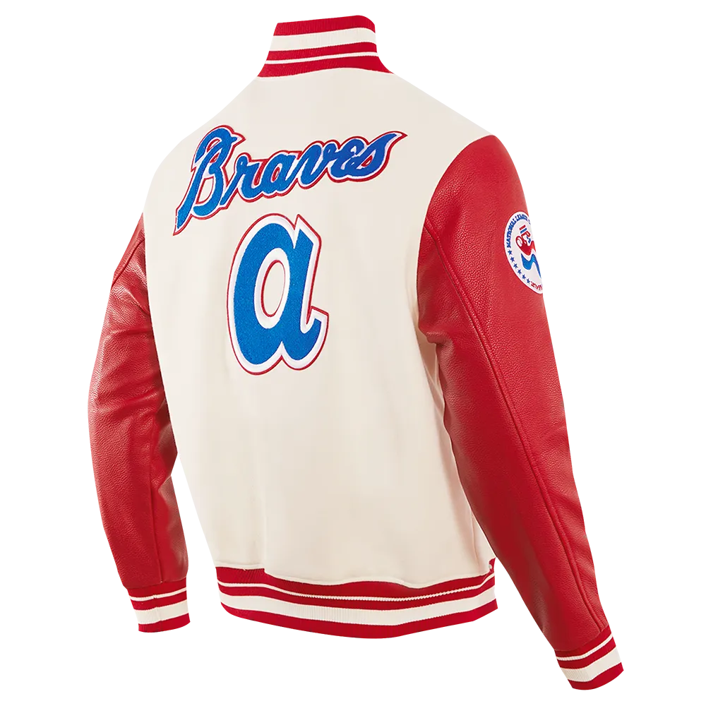 MLB ATLANTA BRAVES RETRO CLASSIC MEN'S WOOL VARSITY JACKET (EGGSHELL/RED)