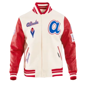 MLB ATLANTA BRAVES RETRO CLASSIC MEN'S WOOL VARSITY JACKET (EGGSHELL/RED)