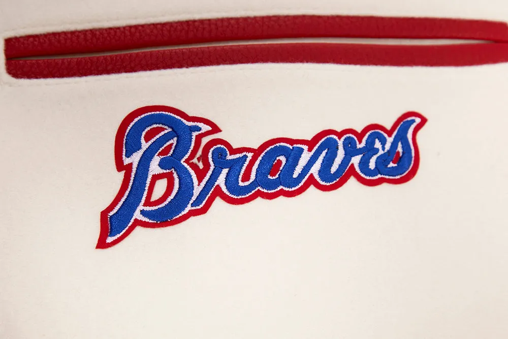 MLB ATLANTA BRAVES RETRO CLASSIC MEN'S WOOL VARSITY JACKET (EGGSHELL/RED)