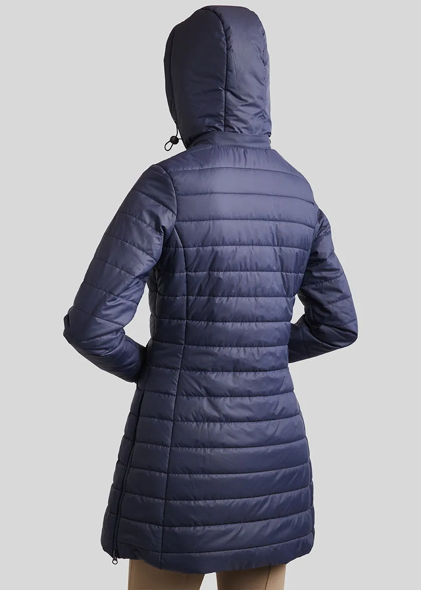 MoKate Long Quilted Jacket - Navy