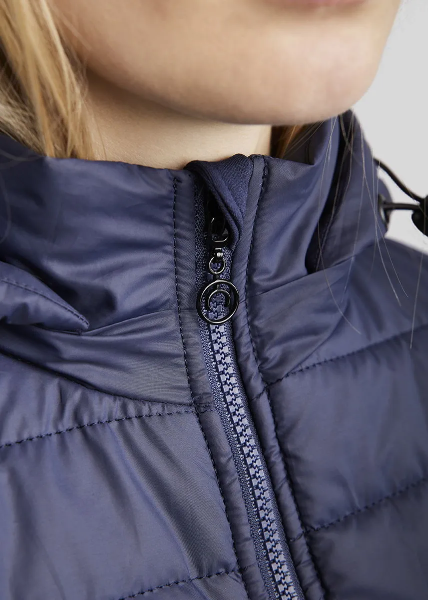 MoKate Long Quilted Jacket - Navy