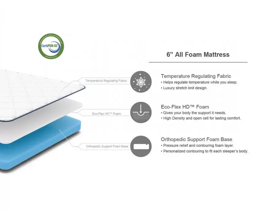 Multimo - Twin 6 Inch Cooling Memory Foam Mattress