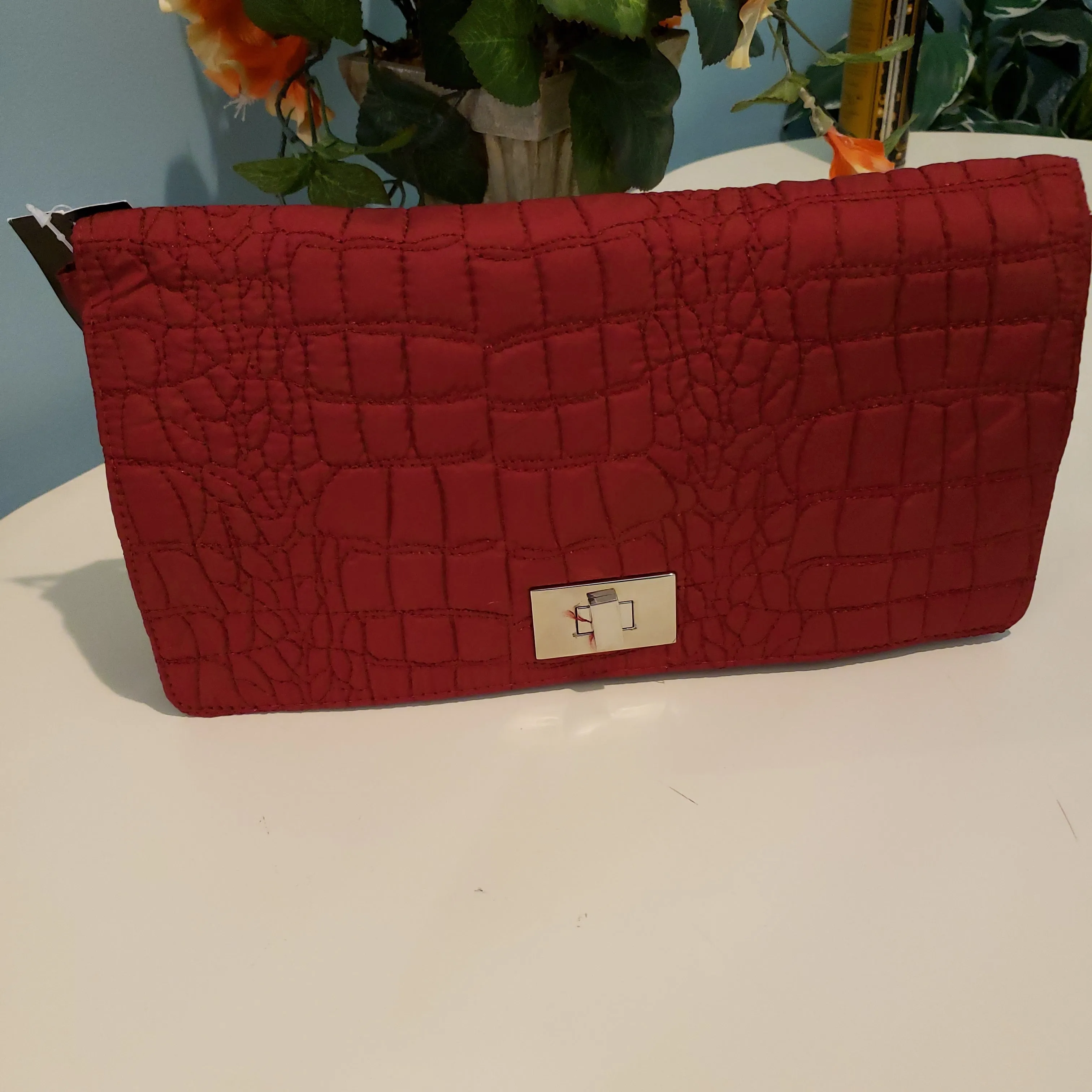 Murval Quilted Nylon Clutch Red