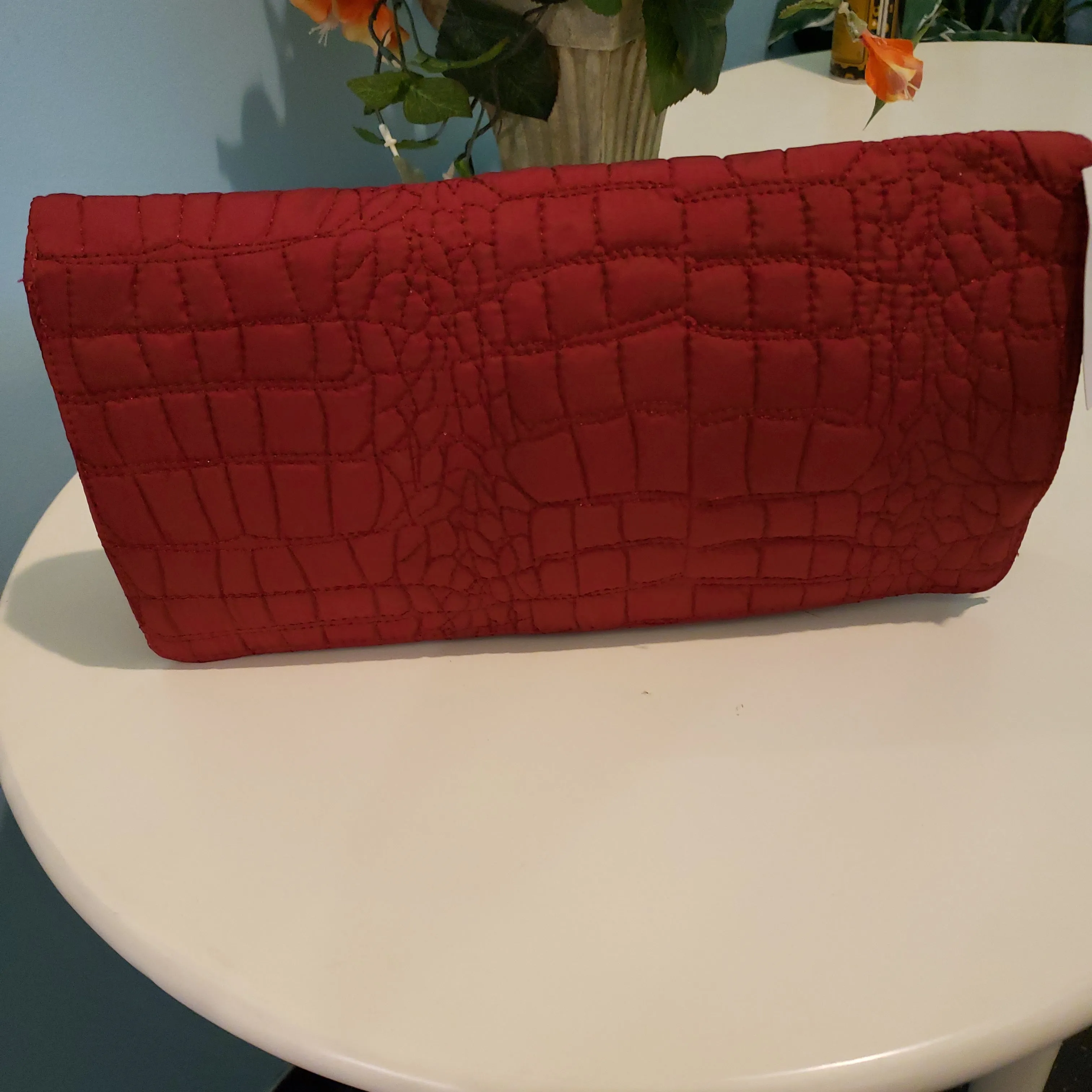 Murval Quilted Nylon Clutch Red