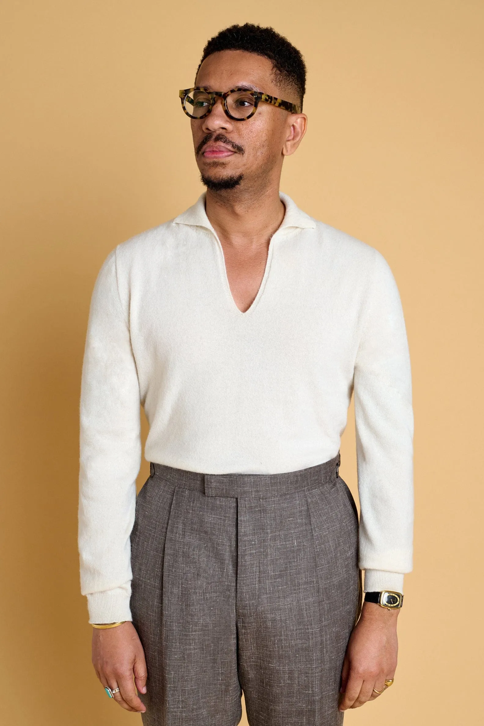 Myles Cashmere Long-Sleeve Polo