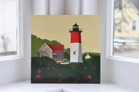 Nauset Light Art Print 8" x 8" Square Wall Poster By Alan Claude - Massachusetts