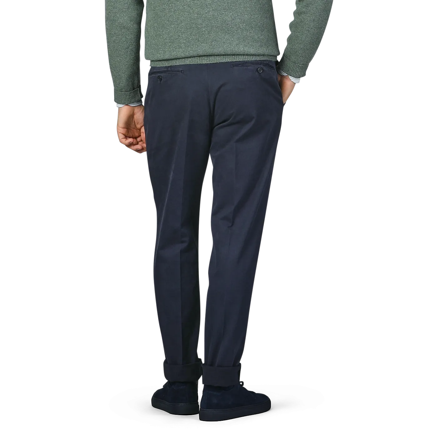 Navy Blue Cotton Twill Regular Chinos