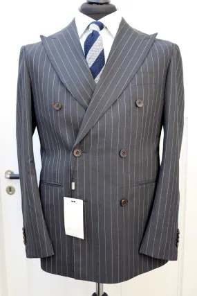 New With Tags SOHO Dark Gray Pinstripe 100% Wool Super 130s DB Blazer - Size 40S