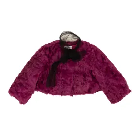 NWT RED VALENTINO Fuchsia Tulle Trimmed Cropped Fur Jacket Size 40 $2040