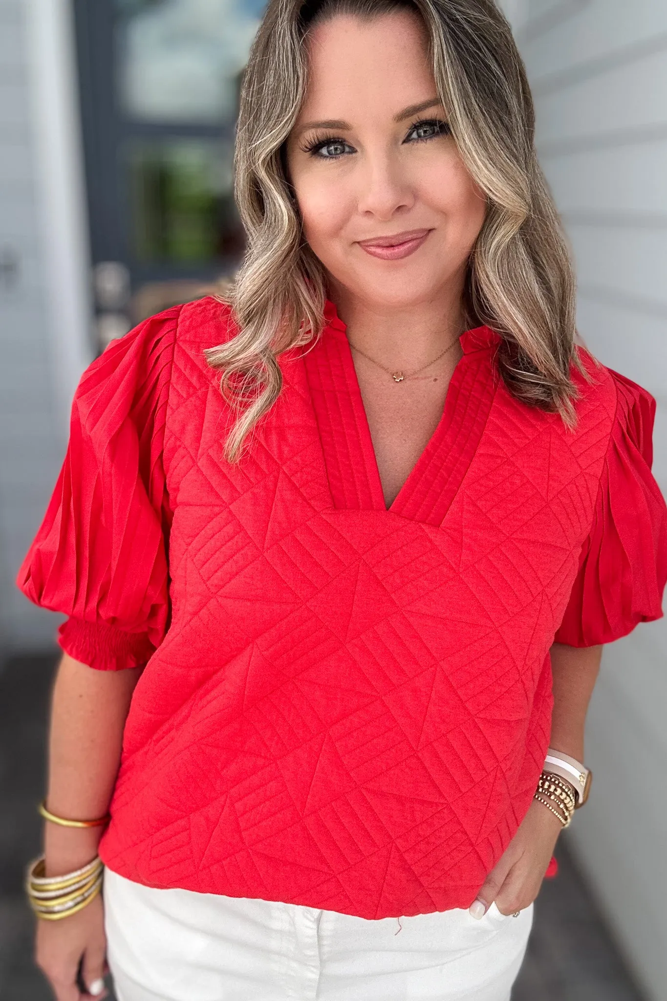 One Night Textured Top - Red