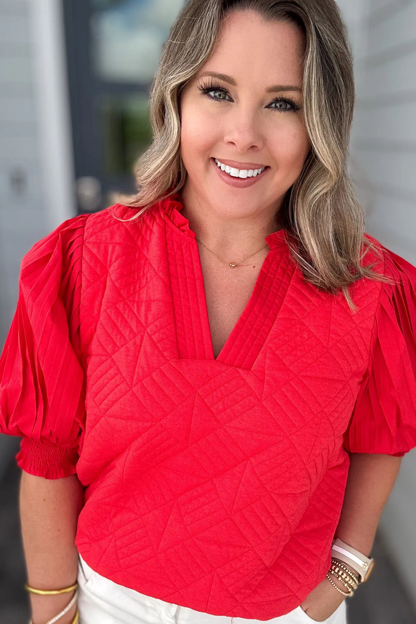 One Night Textured Top - Red