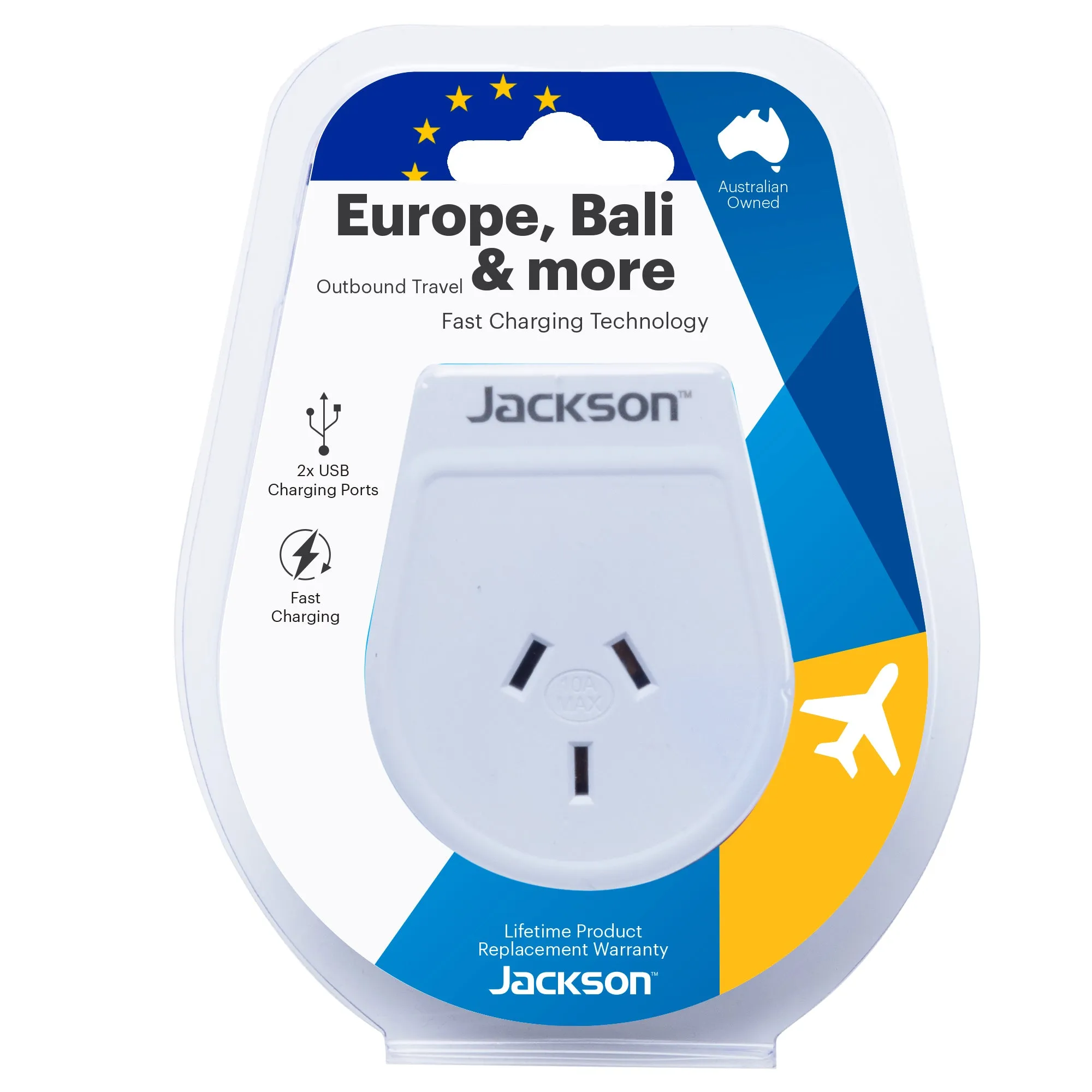 Outbound Slim USB-A Travel Adaptor - EU & Bali