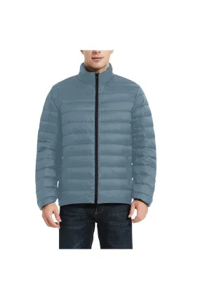 Pearl Blue Men's Stand Collar Padded Jacket (Model H41)